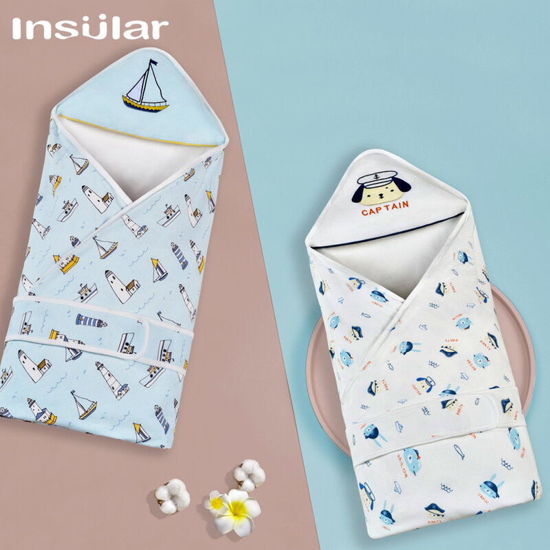 Insular – couverture enveloppante pour nouveau-né, sac de couchage pour bébé, en coton, couverture de réception