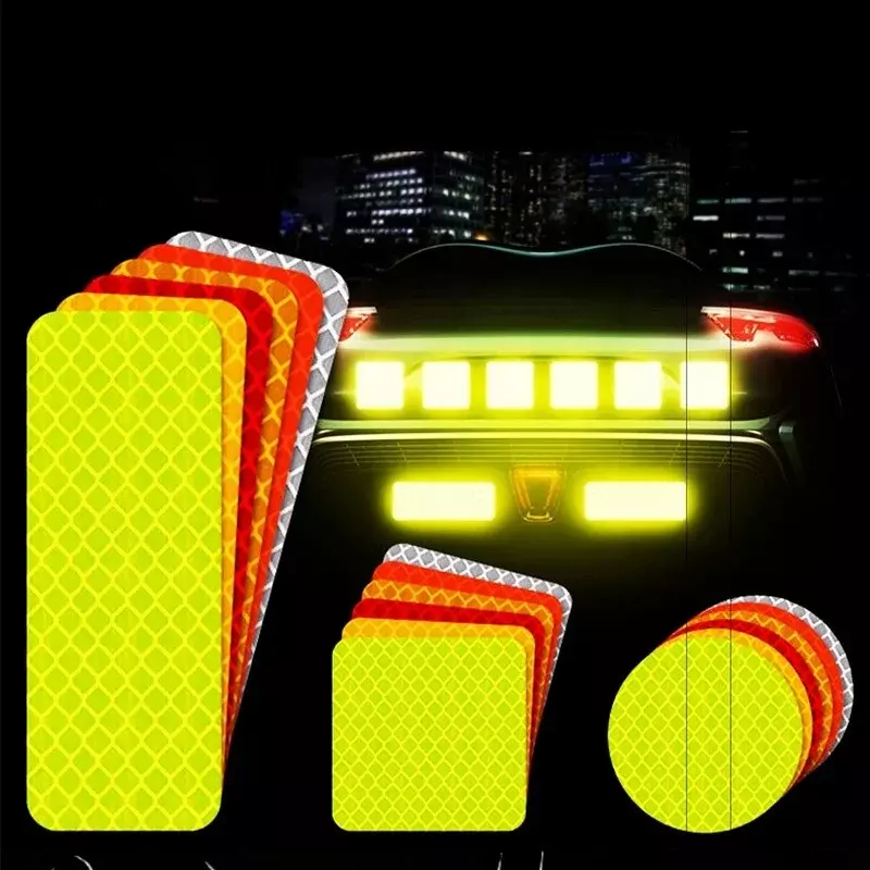 10Pcs adesivo riflettente per auto per segnale di avvertimento notturno nastro riflettente per auto di sicurezza stradale materiale riflettente per paraurti per auto luminoso