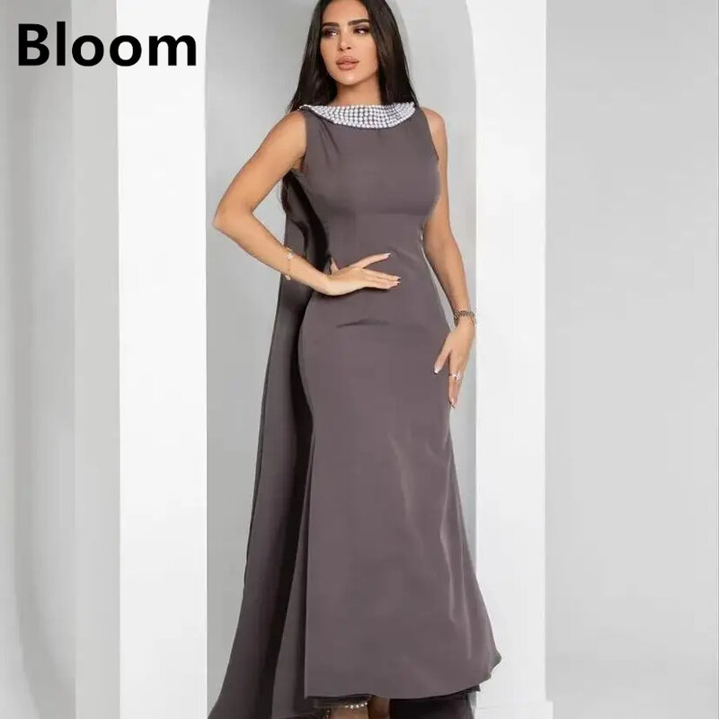 Sexy Prom Dress Ankle Length Jewel Beaded Saudi Arabia Formal Women Evening Dresses Black Zipper Trumpet Wedding Party Gowns