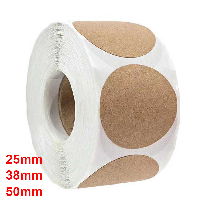 100/500 pçs papel kraft adesivos em branco redondo etiquetas para presente feito à mão tag papel diy envelope selagem adesivos de papelaria