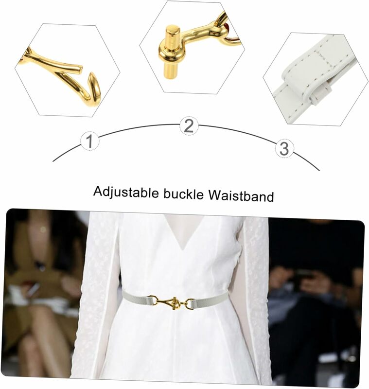 حزام جلد قابل للتعديل مع مشبك ذهبي للنساء ، أحزمة رقيقة ، حزام زخرفي ، حزام خصر متعدد الاستخدامات ، فستان متطابق ، قديم وصغير