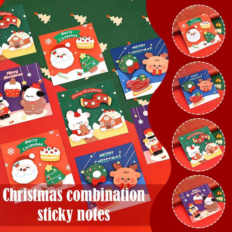 Cartoon Christmas Combination Sticky Notes Office Daily Student Stationery School Notepads Office Sticky Student Notes Diy K2j2