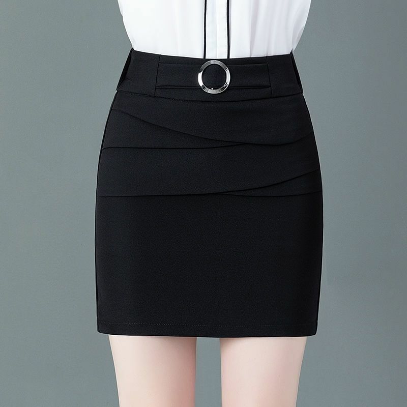 Spring High Waist Wrapped Hip Half Skirts Women Solid Zipper Patchwork Sequined Wave Slim Versatile Professional One Step Skirt