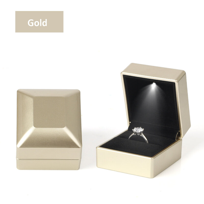Caja de anillo de lujo con luz LED, cajas de anillo de diamantes, almacenamiento para compromiso, boda, cumpleaños, Día de San Valentín, organizador de exhibición de anillos