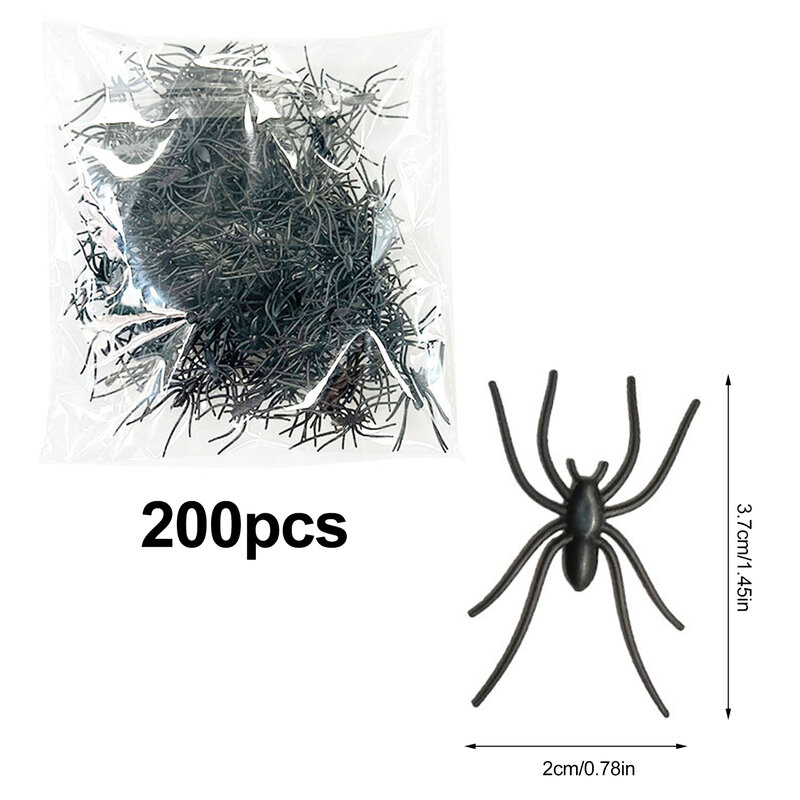 Realistische Spider Speelgoed Halloween Spinnen Kleine 200Pcs Black Spiders Bulk Halloween Prank Props Mini Spiders Fake Spider Outdoor