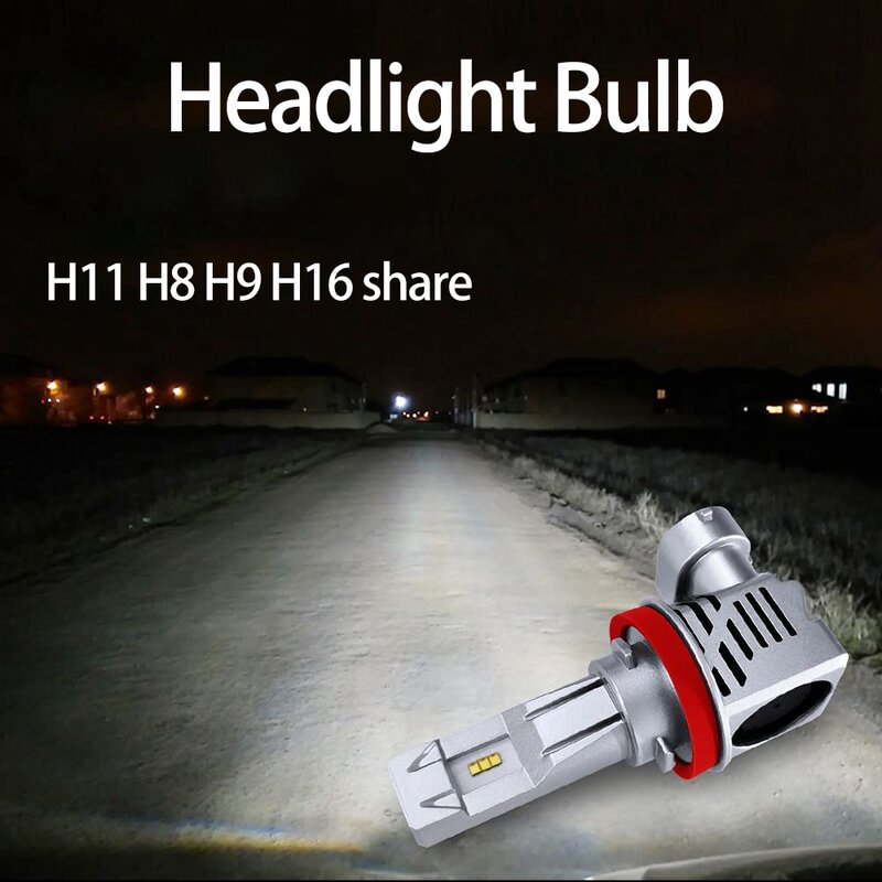H11 H8 H9 H16 LED Headlight Bulbs 12000Lm Per Set 6500K Cool White Wireless Headlight LED Bulb Pack of