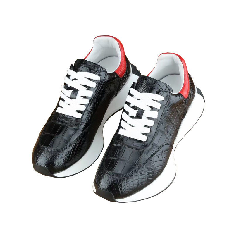 Nuove scarpe Casual da uomo sportive per la pancia in vera pelle di coccodrillo Versatile alla moda con allacciatura in pelle nera resistente da passeggio maschile