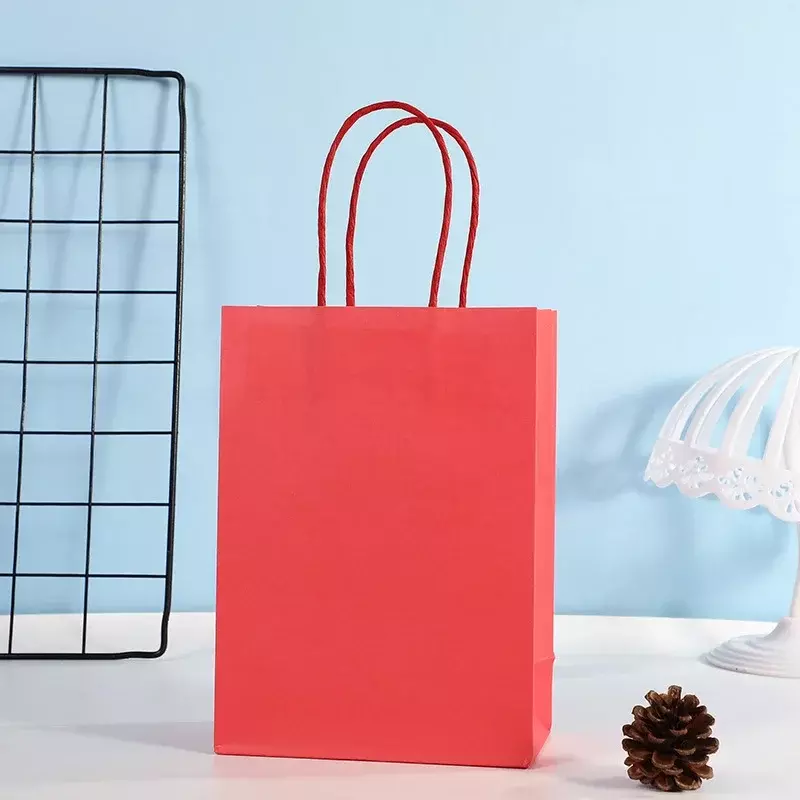 Candy Colorful Shopping Bags 10PCS Kraft Paper Gift Candy Bag Colored Hand-held Paper Bags Wedding Party Decoration Gift