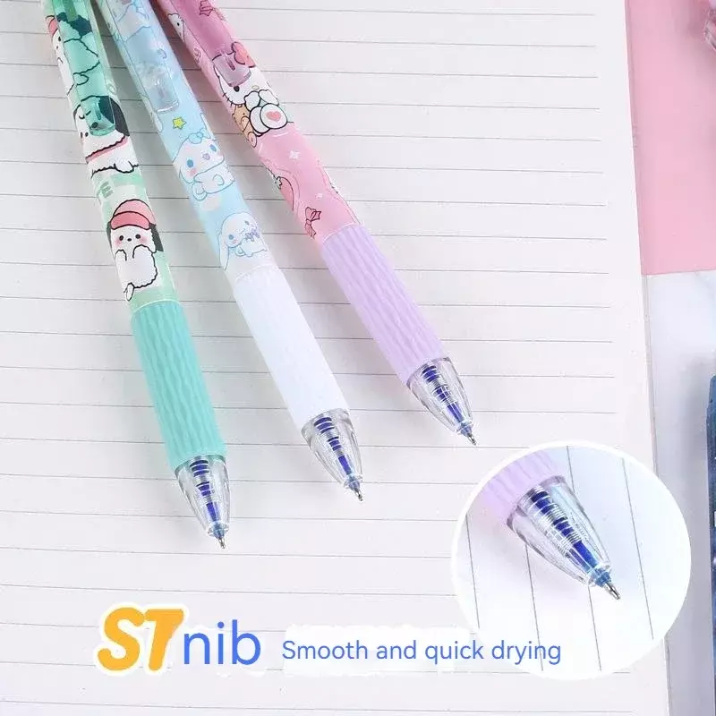 Sanrio 24pcs penna Gel cancellabile Cinnamonroll Kuromi Melody 0.5 Blue Student Writing cancelleria carina ad asciugatura rapida e facile da cancellare