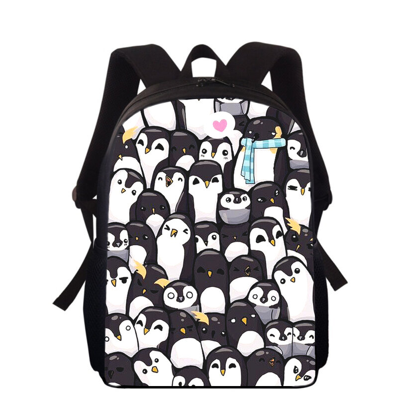Ransel anak laki-laki dan perempuan, tas punggung buku siswa, tas sekolah dasar motif kartun penguin 15 "3D