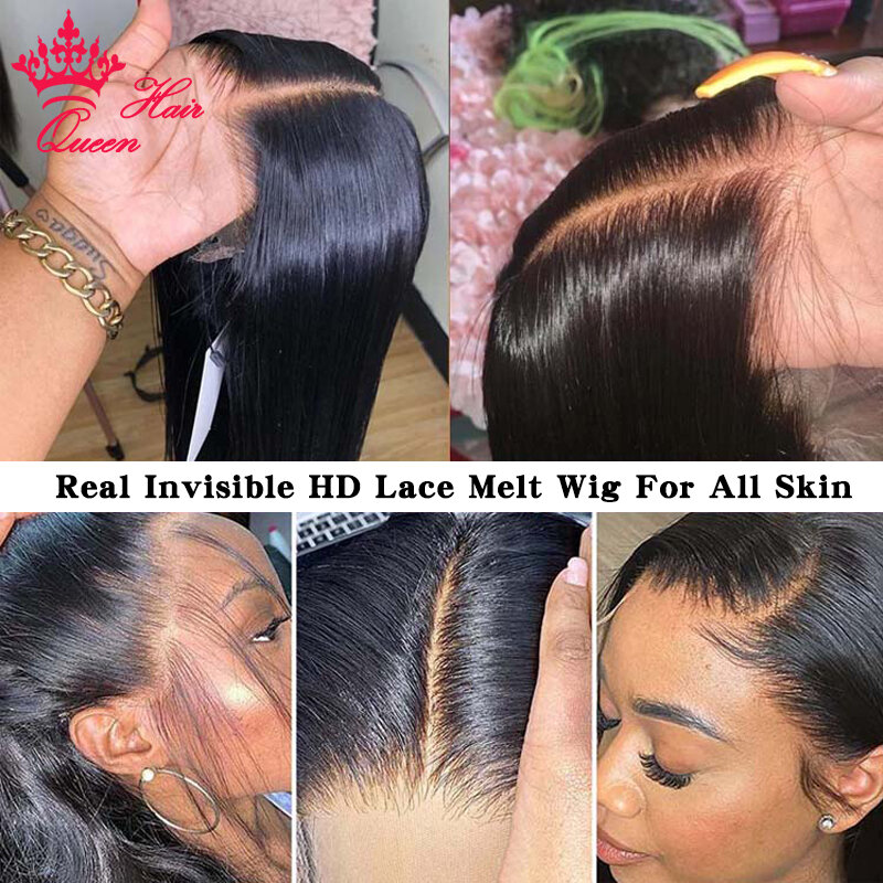 100% Real Invisible HD Lace Front Wig Pre Plucked Brazilian Virgin Human Hair Lace Frontal Wigs For Black Women Straight Hair