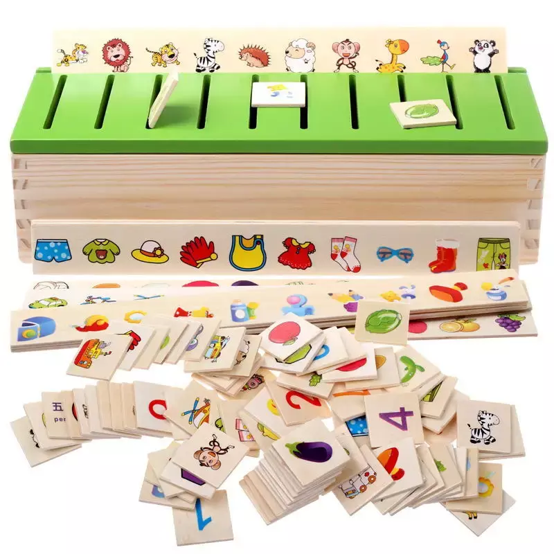 Montessori Early Educational Puzzles Brinquedos para Crianças, Inteligência Aprendizagem Puzzle, Criatura de Madeira 3D Classificando Puzzle Matemático para Crianças