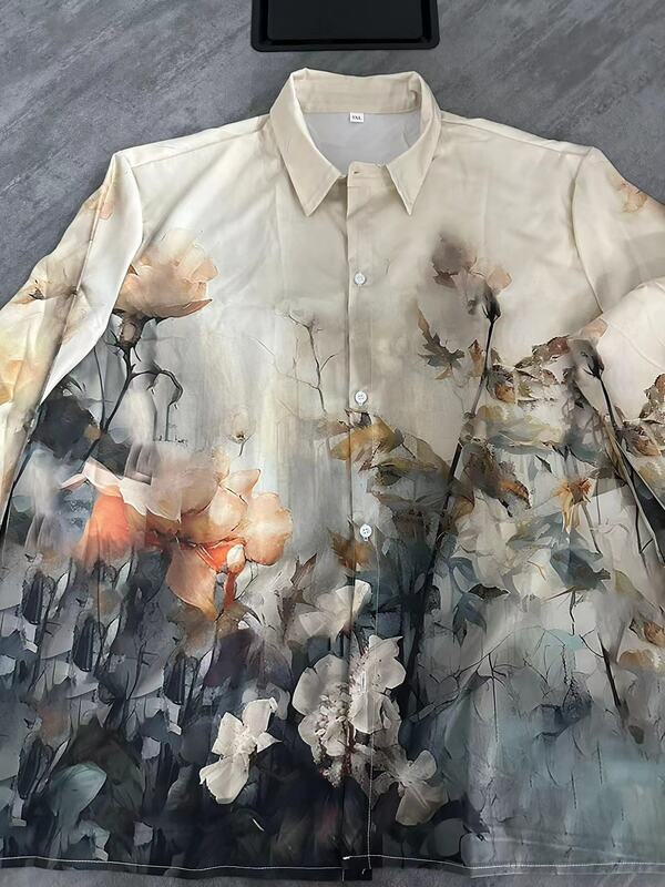 Camisas y blusas elegantes para mujer, camisa de manga larga con estampado Floral Vintage, ropa informal de alta calidad, 2024