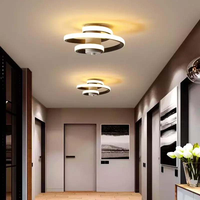 모던 LED 천장 조명 실내 나선형 램프, 거실 침실 복도 통로, 홈 장식 조명 기구, 흑백