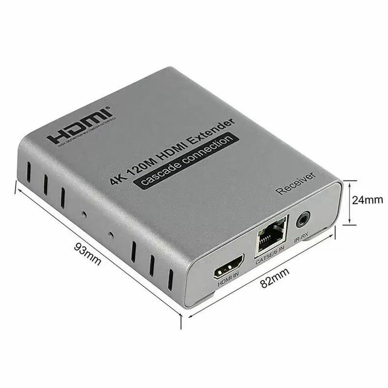 Extensor de 120M a través de Cat5e/6 CAT6 RJ45, Cable Ethernet, convertidor de vídeo 4K, receptor transmisor divisor compatible con HDMI