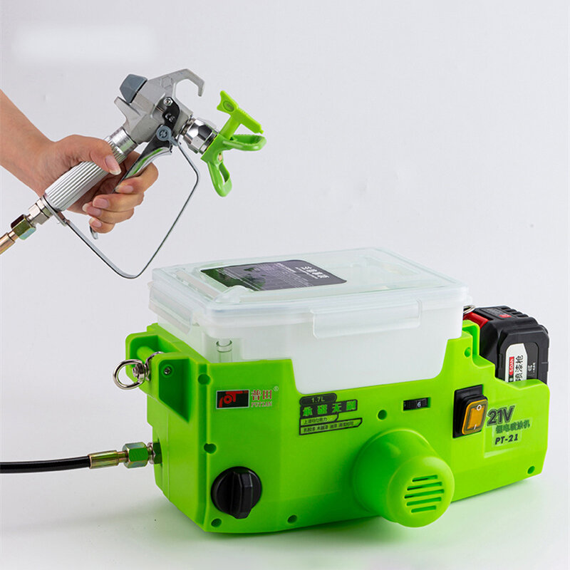 Mesin semprot cat tanpa udara 1,7l, semprotan elektrik portabel untuk rumah tangga kekuatan tinggi dengan baterai Lithium