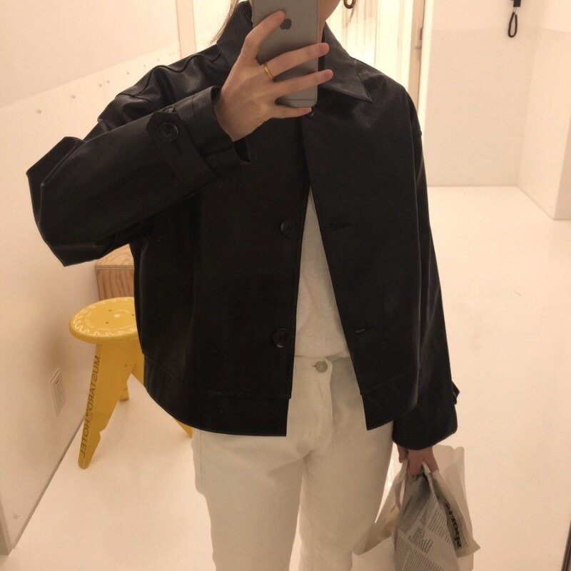 2024 primavera nuova edizione coreana PU cappotto in pelle opaca donna Versatile breve moda Casual giacca nera abbigliamento femminile