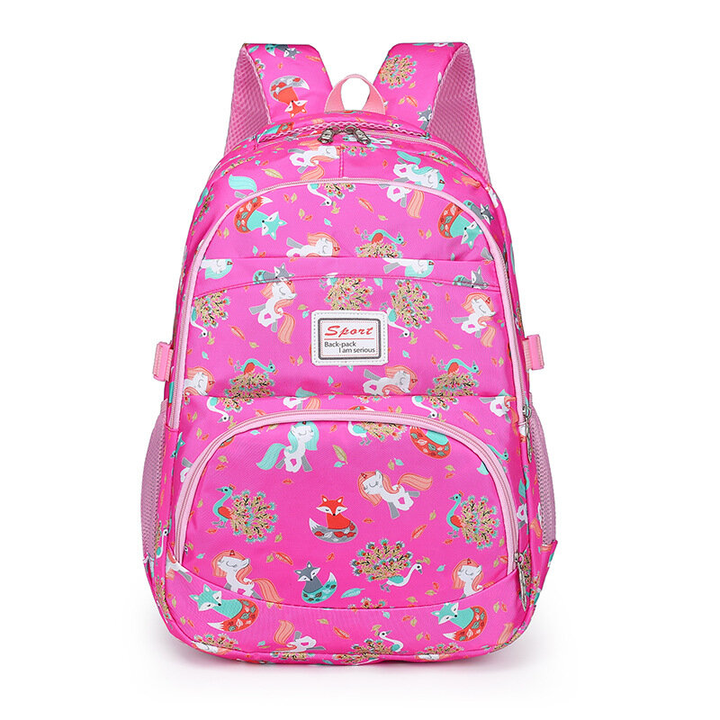 กระเป๋าเป้สะพายหลังปกป้องกระดูกสันหลังสำหรับเด็กผู้หญิงกระเป๋านักเรียนประถม