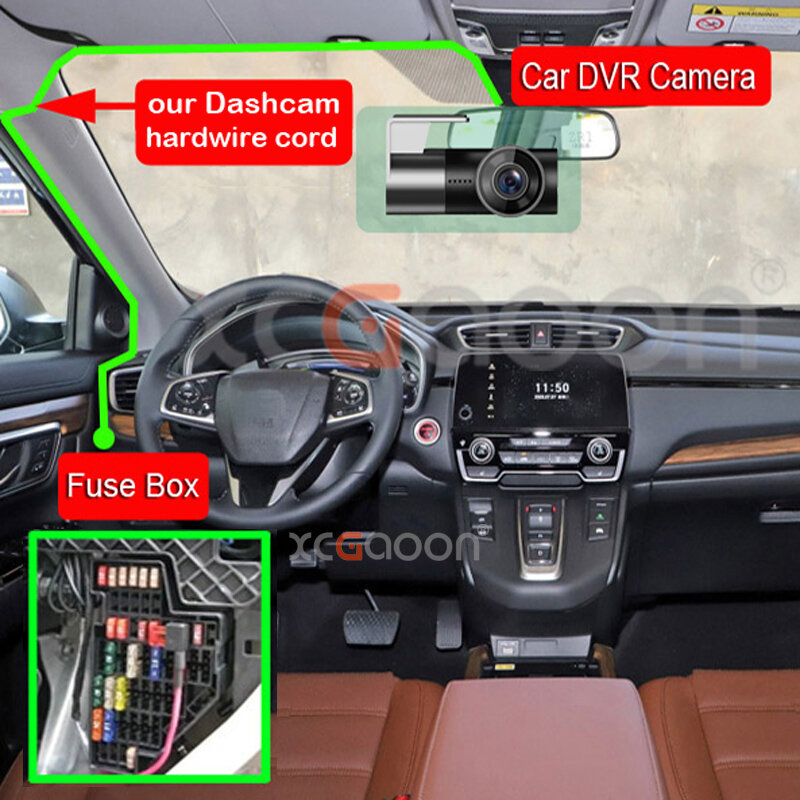 Carro Charge Hardwire cabo com Mini Micro Tipo-C USB, Auto carregamento para Dash Cam, Camcorder DVR Veículo, DC 12V a 5V, 2A, 3.1m