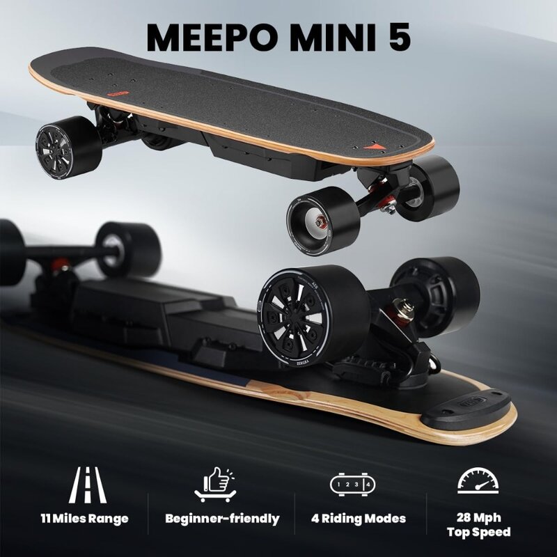2024 Nieuwe Elektrische Skateboard Met Afstandsbediening, 28 Mph Topsnelheid, 11 Mijl Bereik, 330 Pond Max Belasting