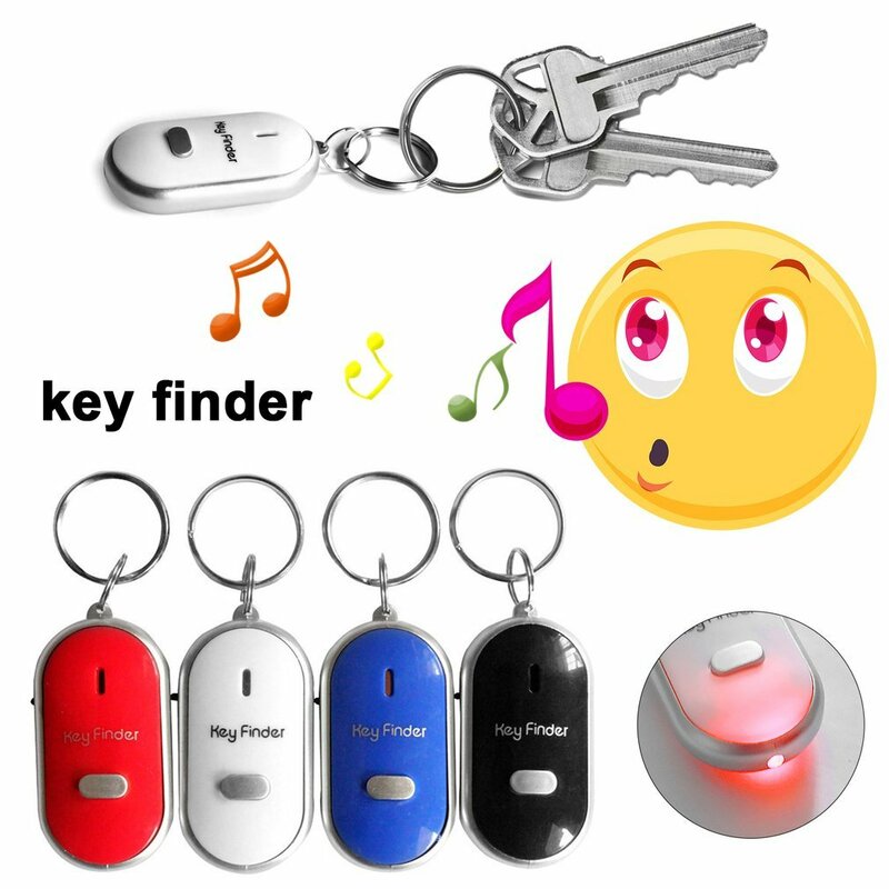 LED Whistle Key Finder com piscando sinal sonoro controle de alarme, localizador anti-perdido, rastreador com chaveiro