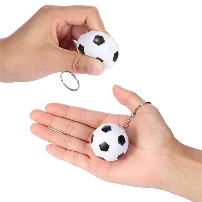 24 Pack White Soccer Keychains,Mini Soccer Stress Ball Keychains,Sports Ball Keychains,School Carnival Reward for Kids