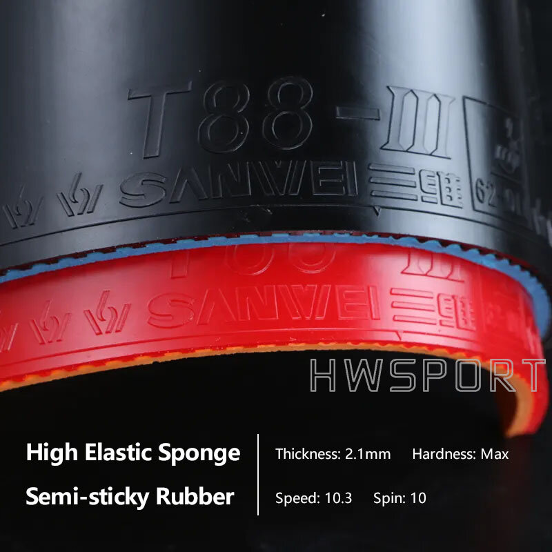 SANWEI T88-3 резиновые накладки для настольного тенниса, двойной комплект, полулипкая эластичная резинка для быстрой атаки, пинг-понга с хорошим контролем