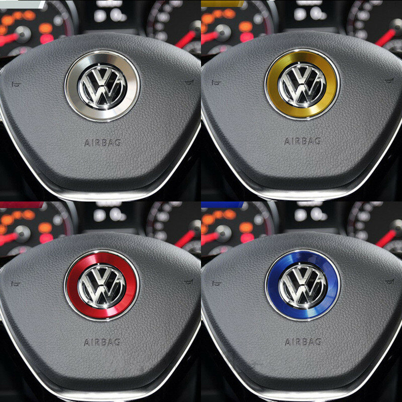 Ceyes-anillo circular decorativo con emblema para volante de coche, accesorios para Volkswagen, VW, Golf 4, 5, Polo, Jetta, Mk6