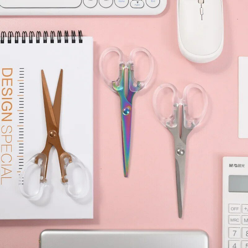 Acrylic Scissors Transparent Handle Gold Silver Colored Sharp Stainless Steel Kitchen,Office Stationery,Paper Cut Pruning Sewing