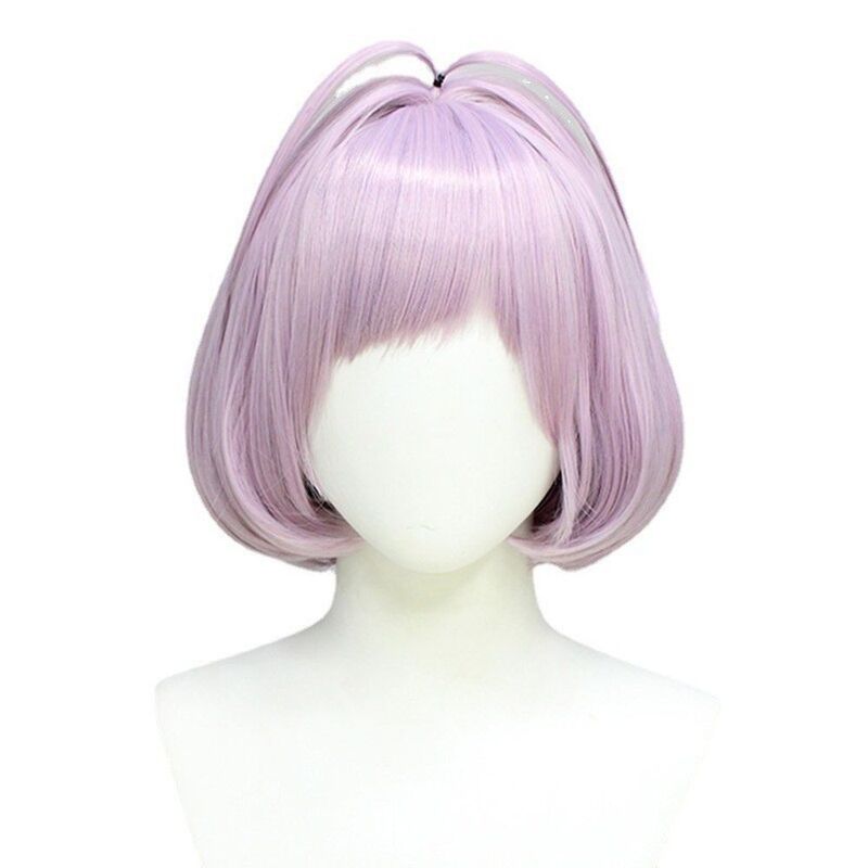 Wig rambut panjang Anime Cosplay topi Wig ungu gelap + untuk rambut Wig sintetis pesta Halloween