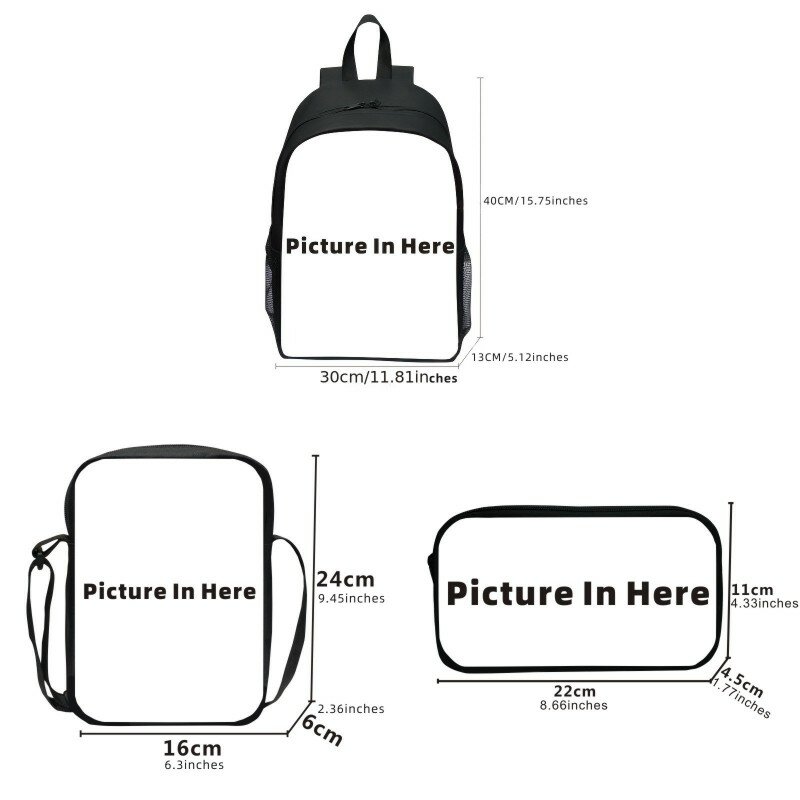 3 pieces/set of digital printed animal Jurassic dinosaur children's school bags, student backpack, boy and girl bookbag