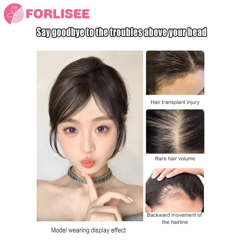 Peruka FORLISEE Liu Hai damskie letnie włosy płodowe Liu Hai naturalne niewidoczne narzędzie do naprawy czoła bezśladowe naszywki do włosów
