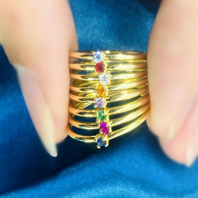 Dainty Ring Voor Vrouwen Goud Kleur Sieraden Wedding Engagement Rings Little Dunne Minimalistische Zirconia Mode-sieraden
