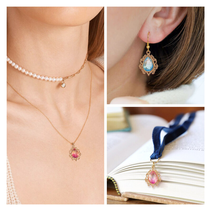 20 buah liontin berlian imitasi Resin bentuk air mata warna gradien jimat untuk wanita kalung anting-anting membuat perhiasan temuan hadiah pesta