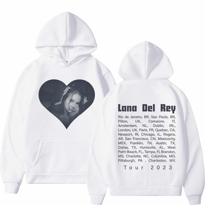 2023 piosenkarka Lana Del Rey trasę koncertową bluzy z kapturem z nadrukami mężczyzn kobiet Hip Hop Vintage bluzy z kapturem główna ulica swetry oversize mody