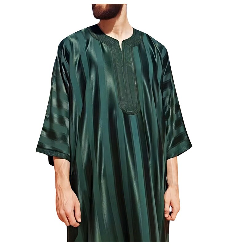 Robe longue brodée pour hommes, vêtements islamiques, mode arabe, musulman, Jubba Thobes, zones Me, caftan marocain, prière de l'Aïd, nouveau, 2024