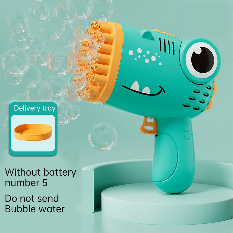 Pistola de burbujas de dinosaurio, juguete sin batería ni agua, 40 agujeros