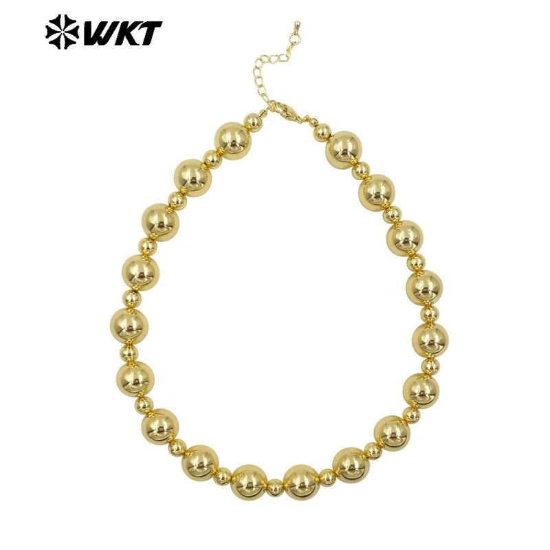 Женское ожерелье с длиной 18 дюймов, новое популярное простое крутое покрытое настоящим золотом 18 К, большое Латунное шариковое украшение 16 мм