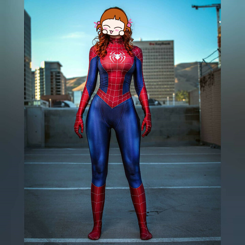 Kostum Cosplay Superhero Game PS4 Anak-anak Wanita Dewasa Kostum Halloween Bodysuit Zentai Jumpsuit Pesta Pakaian