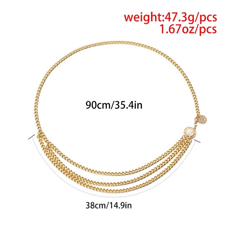 Retro Gold Belts for Women Waistbands All-match Multilayer Long Tassel for Party Jewelry Dress Waist Chain Coin Pendant Belts
