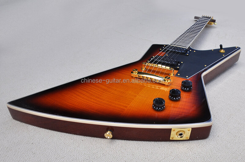 Flyoung heißen Verkauf ungewöhnliche Form Sunburst E-Gitarre günstigen Preis Gitarre Flamme Ahorn Furnier