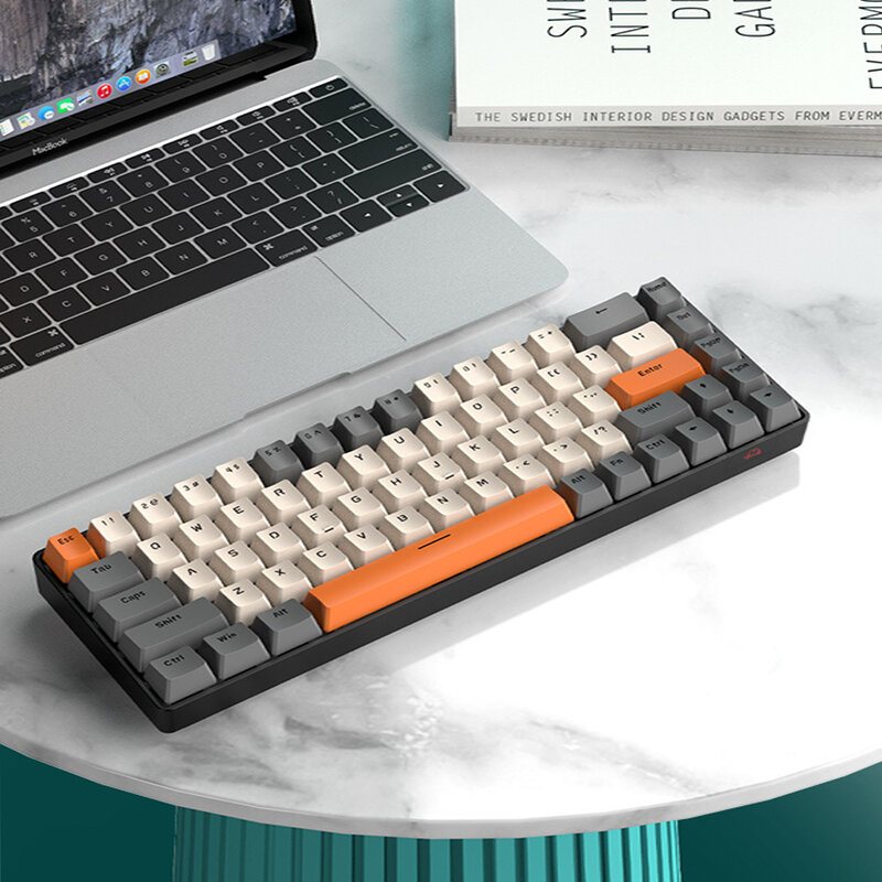 Keyboard berkabel 60% komputer, papan ketik mekanik nirkabel permainan desktop oem rgb mini teclado laptop keycap