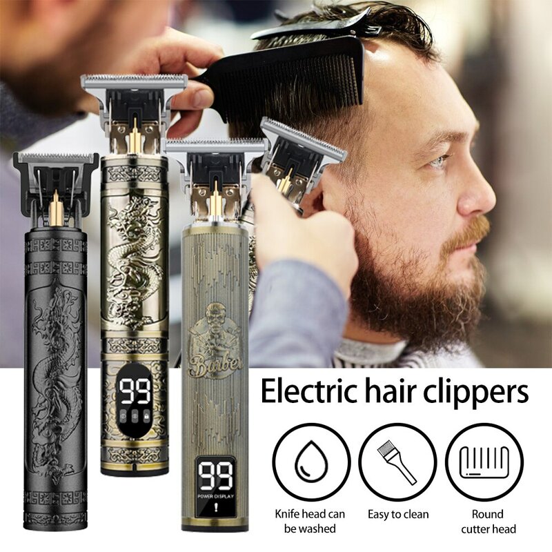 Aparador de pêlos elétrico para homens T9 Hair Clipper, reparar a barba, aparador de pêlos corporais, cortadores de cabelo, máquina de barbear, 0mm