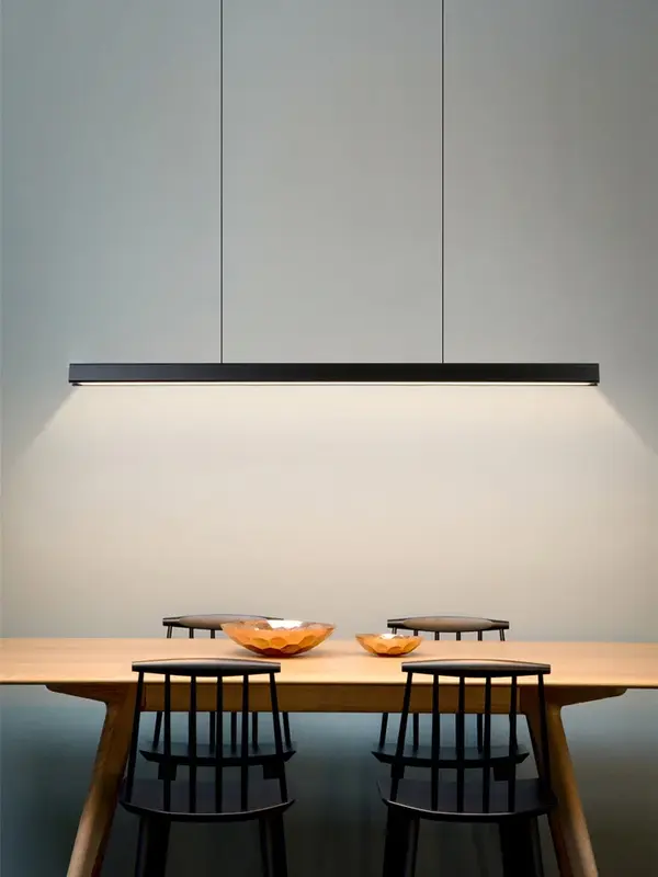 Candelabro minimalista de una palabra para comedor, tira larga moderna de lámpara de mesa, luz de lujo para comedor, bar y oficina