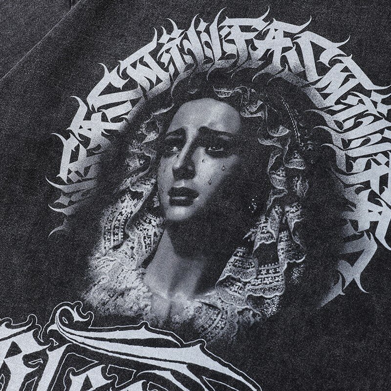 Godness-Camisetas estampadas góticas de talla grande para mujer, camisas lavadas de manga corta de algodón para verano, hombre y mujer