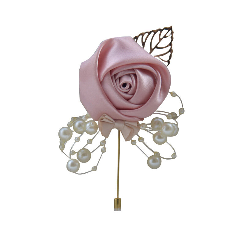 Band Rose Blume goldenes Blatt Mode Brosche Pin für Männer Frauen Seide Knopfloch Trauzeugen Party Abschluss ball Anzug Hochzeit Zubehör