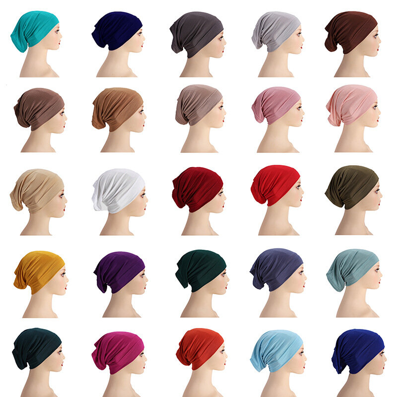 Unisex estiramento sob lenço Hijab Cap, Dreadlock Caps, monocromático, chapéus das mulheres
