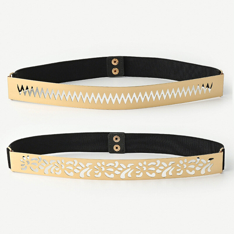 D & T-cinturilla elástica ajustable para mujer, abrigo de estilo informal, decoración dorada, 2022