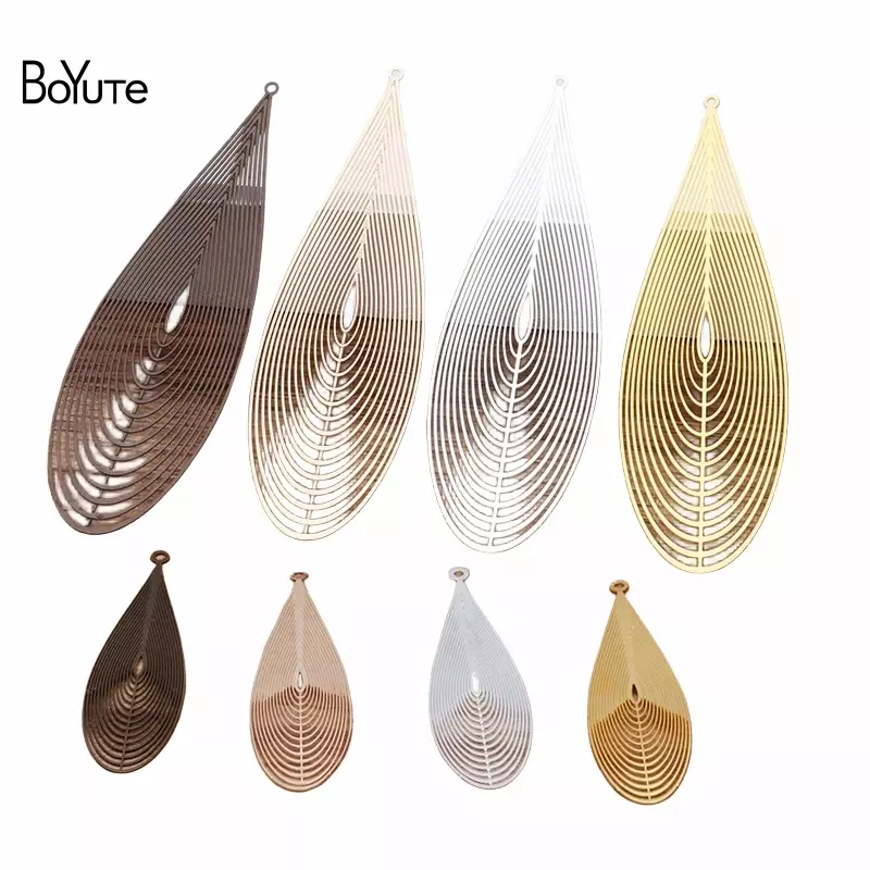 BoYuTe (20 Pieces/Lot) Metal Brass Filigree Plate Water Drop Pendant Diy Jewelry Accessories Handmade Materials