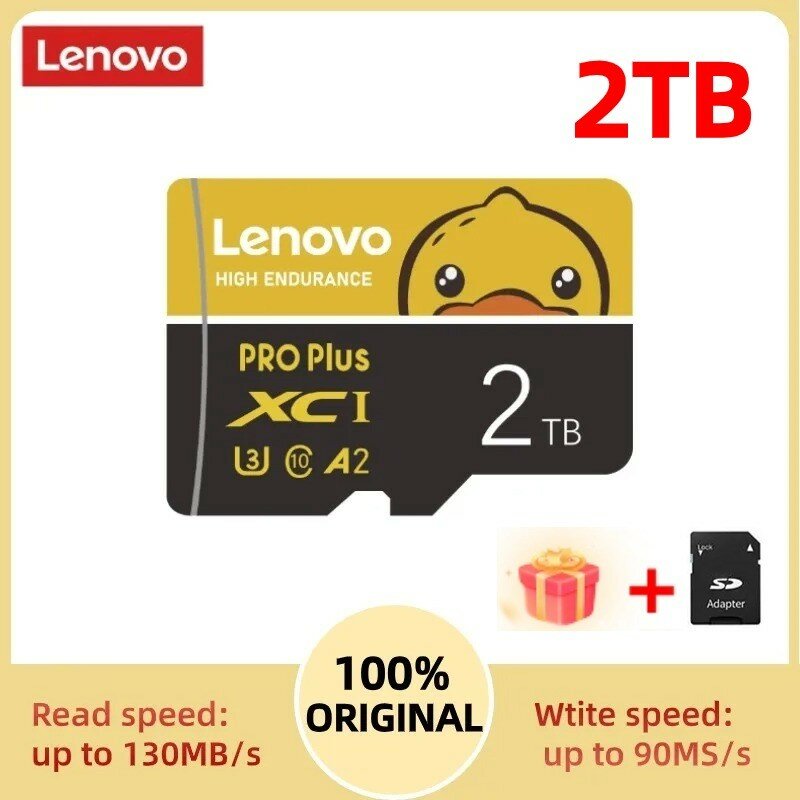 Lenovo-cartão de memória micro tf c10, alta velocidade sd/tf, 2TB, 256GB, 512GB, para 1080p, câmera full hd